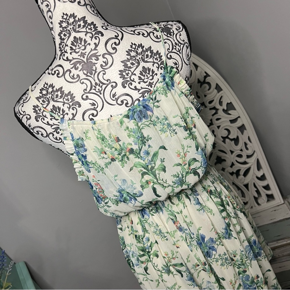 Zara Boho Floral Ruffle Mini A-Line Dress Size Large NWT Resortwear Beach - Picture 10 of 13